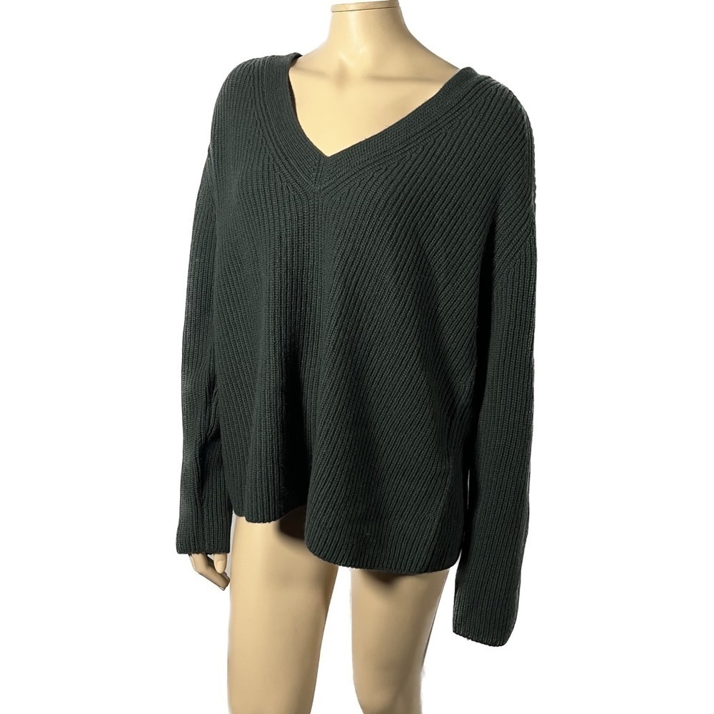 NWT Vince Shaker Stitch V-Neck Wool & Cashmere Sweater in Dark Green
